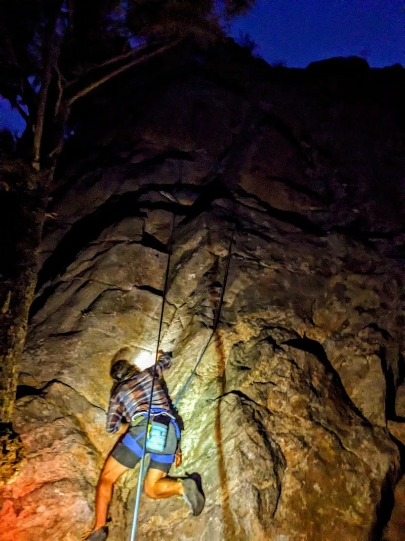 Rock climbing at night